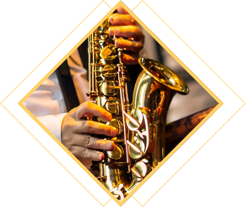 Photo of a jazz player in a diamond